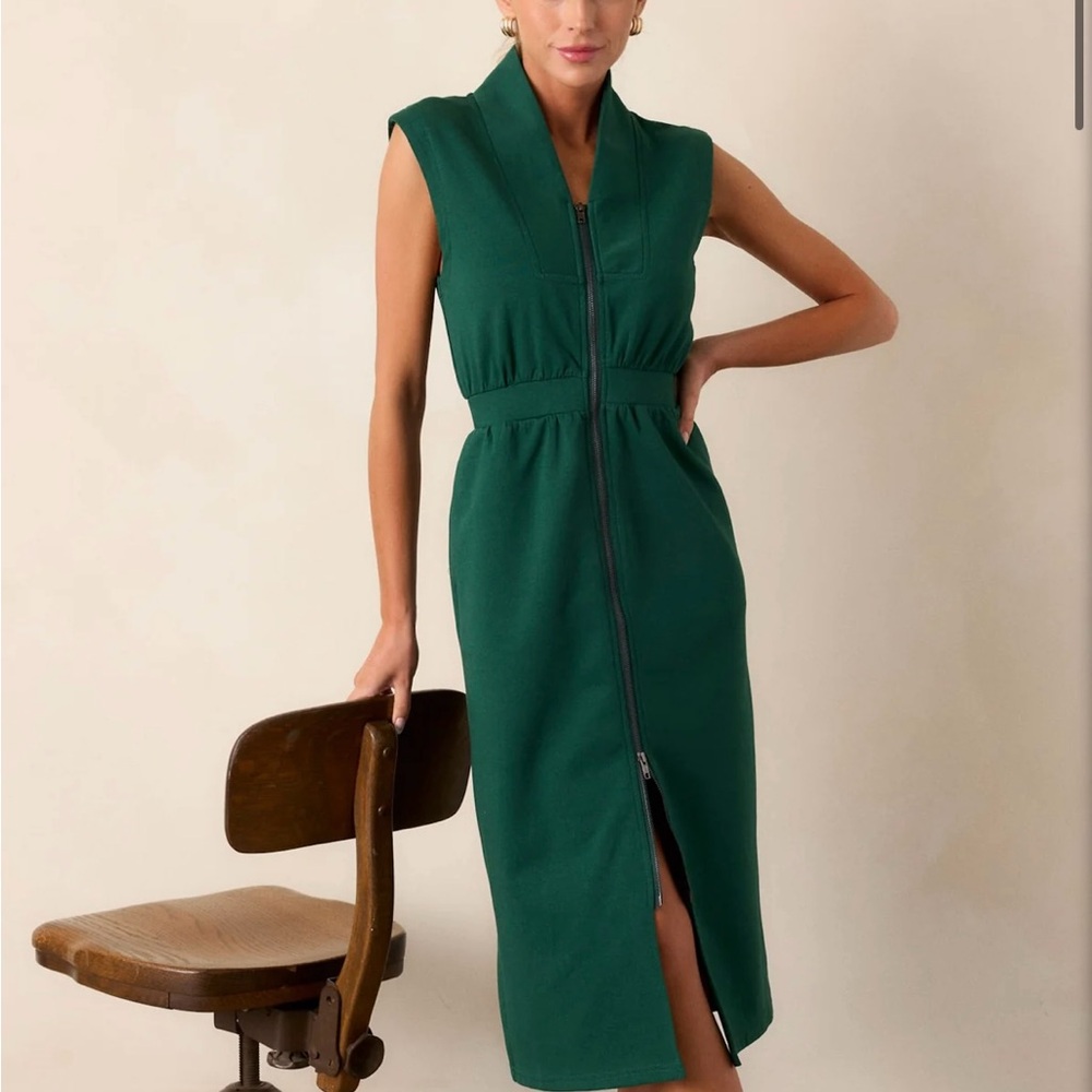 Reddress- Green front zipper dress